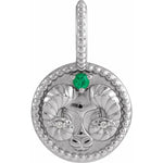 Load image into Gallery viewer, Platinum 14k Yellow Rose White Gold Sterling Silver Diamond and Emerald Aries Zodiac Horoscope Round Medallion Pendant Charm
