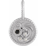 Load image into Gallery viewer, Platinum 14k Yellow Rose White Gold Sterling Silver Diamond and Black Spinel Aquarius Zodiac Horoscope Round Medallion Pendant Charm
