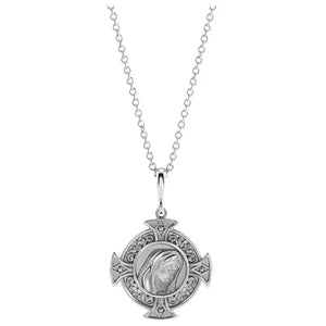 Platinum 14k Yellow Rose White Gold Sterling Silver Cross Virgin Mary Pendant Charm Necklace