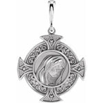 Load image into Gallery viewer, Platinum 14k Yellow Rose White Gold Sterling Silver Cross Virgin Mary Pendant Charm Necklace
