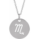 Load image into Gallery viewer, Platinum 14k Yellow Rose White Gold Sterling Silver Scorpio Zodiac Horoscope Cut Out Round Disc Pendant Charm Necklace
