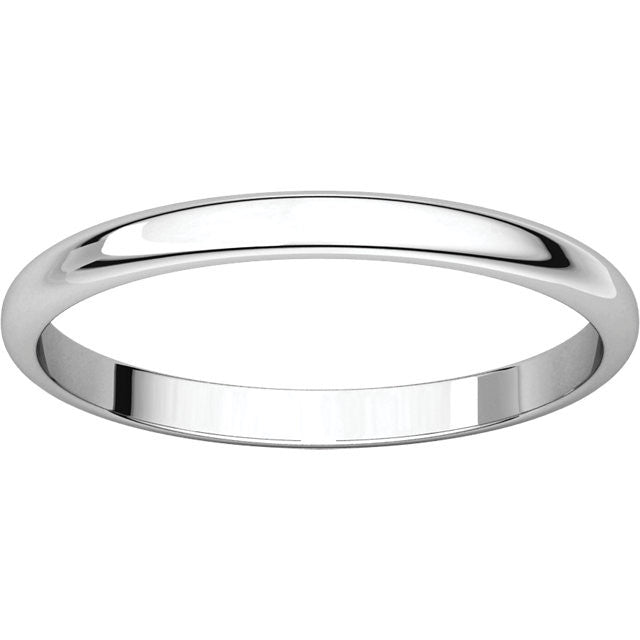 Platinum 2mm Wedding Ring Band Half Round Light