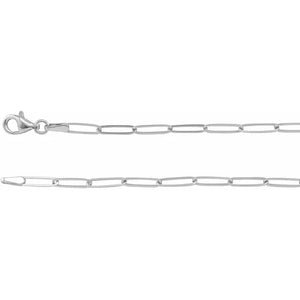 14k Yellow Rose White Gold 2.6mm Paper Clip Elongated Flat Link Bracelet Anklet Choker Necklace Pendant Chain