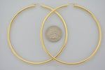 Load image into Gallery viewer, 14K Yellow Gold Round 3.5 inch Diameter Extra Large Giant Gigantic Classic Hoop Earrings 90mm x 3mm
