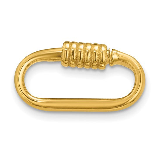 14k Yellow Gold Carabiner Lock Clasp Pendant Charm Necklace Bracelet Chain Bail Hanger Enhancer Connector