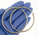 Indlæs billede til gallerivisning 10K Yellow Gold Round Classic Hoop Earrings 65mm x 3mm
