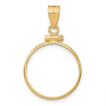 Load image into Gallery viewer, 14K Yellow Gold Screw Top Coin Bezel Holder for 18mm Coins or U.S. Dime or 1/10 oz Panda or 1/10 oz Cat Pendant Charm
