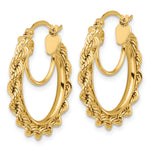 Load image into Gallery viewer, 10K Yellow Gold Round Diamond Cut Rope Hoop Earrings 25mm x 2.95mm
