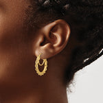 Load image into Gallery viewer, 10K Yellow Gold Round Diamond Cut Rope Hoop Earrings 25mm x 2.95mm

