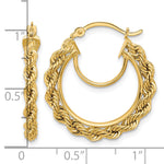 Load image into Gallery viewer, 10K Yellow Gold Round Diamond Cut Rope Hoop Earrings 25mm x 2.95mm
