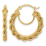 Load image into Gallery viewer, 10K Yellow Gold Round Diamond Cut Rope Hoop Earrings 25mm x 2.95mm
