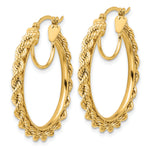 Load image into Gallery viewer, 10K Yellow Gold Round Diamond Cut Rope Hoop Earrings 30mm x 2.95mm
