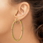 Load image into Gallery viewer, 10K Yellow Gold Round Diamond Cut Rope Hoop Earrings 30mm x 2.95mm
