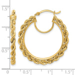 Load image into Gallery viewer, 10K Yellow Gold Round Diamond Cut Rope Hoop Earrings 30mm x 2.95mm
