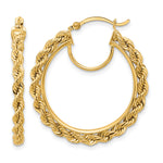Load image into Gallery viewer, 10K Yellow Gold Round Diamond Cut Rope Hoop Earrings 30mm x 2.95mm
