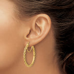 Load image into Gallery viewer, 10K Yellow Gold Round Diamond Cut Rope Hoop Earrings 40mm x 2.95mm
