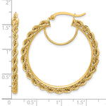Load image into Gallery viewer, 10K Yellow Gold Round Diamond Cut Rope Hoop Earrings 40mm x 2.95mm
