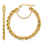 Load image into Gallery viewer, 10K Yellow Gold Round Diamond Cut Rope Hoop Earrings 40mm x 2.95mm

