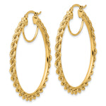 Indlæs billede til gallerivisning 10K Yellow Gold Round Diamond Cut Rope Hoop Earrings 45mm x 2.95mm
