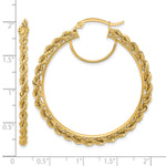 Indlæs billede til gallerivisning 10K Yellow Gold Round Diamond Cut Rope Hoop Earrings 45mm x 2.95mm
