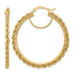 Indlæs billede til gallerivisning 10K Yellow Gold Round Diamond Cut Rope Hoop Earrings 45mm x 2.95mm
