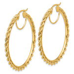 Load image into Gallery viewer, 10K Yellow Gold Round Diamond Cut Rope Hoop Earrings 50mm x 2.95mm
