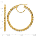 Load image into Gallery viewer, 10K Yellow Gold Round Diamond Cut Rope Hoop Earrings 50mm x 2.95mm
