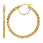 Load image into Gallery viewer, 10K Yellow Gold Round Diamond Cut Rope Hoop Earrings 50mm x 2.95mm
