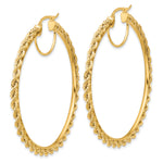 Load image into Gallery viewer, 10K Yellow Gold Round Diamond Cut Rope Hoop Earrings 55mm x 2.95mm
