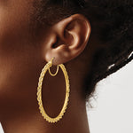 Load image into Gallery viewer, 10K Yellow Gold Round Diamond Cut Rope Hoop Earrings 55mm x 2.95mm
