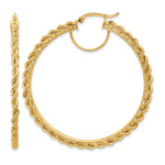 Load image into Gallery viewer, 10K Yellow Gold Round Diamond Cut Rope Hoop Earrings 55mm x 2.95mm
