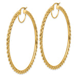 Load image into Gallery viewer, 10K Yellow Gold Round Diamond Cut Rope Hoop Earrings 70mm x 2.95mm
