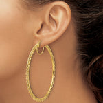 Load image into Gallery viewer, 10K Yellow Gold Round Diamond Cut Rope Hoop Earrings 70mm x 2.95mm

