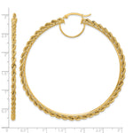 Load image into Gallery viewer, 10K Yellow Gold Round Diamond Cut Rope Hoop Earrings 70mm x 2.95mm
