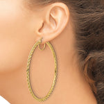 Indlæs billede til gallerivisning 10K Yellow Gold Round Diamond Cut Rope Hoop Earrings 80mm x 2.95mm
