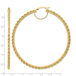 Indlæs billede til gallerivisning 10K Yellow Gold Round Diamond Cut Rope Hoop Earrings 80mm x 2.95mm

