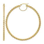 Indlæs billede til gallerivisning 10K Yellow Gold Round Diamond Cut Rope Hoop Earrings 80mm x 2.95mm
