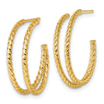 Indlæs billede til gallerivisning 10K Yellow Gold Round Double Strand Twisted C-Hoop Post Twisted Coil C Hoop Earrings 23mm x 5.75mm
