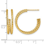 Indlæs billede til gallerivisning 10K Yellow Gold Round Double Strand Twisted C-Hoop Post Twisted Coil C Hoop Earrings 23mm x 5.75mm
