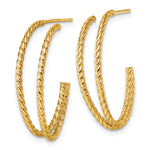 Load image into Gallery viewer, 10K Yellow Gold J-Hoop Post Polished Double Strand Twisted Earrings 27mm x 5.75mm
