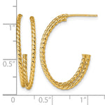 Load image into Gallery viewer, 10K Yellow Gold J-Hoop Post Polished Double Strand Twisted Earrings 27mm x 5.75mm
