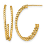 Load image into Gallery viewer, 10K Yellow Gold J-Hoop Post Polished Double Strand Twisted Earrings 27mm x 5.75mm
