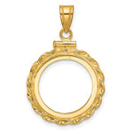 Charger l'image dans la galerie, 10K Yellow Gold 1/10 oz American Eagle Krugerrand Twisted Rope Coin Holder Bezel Pendant Screw Top for 16.5 mm Coins
