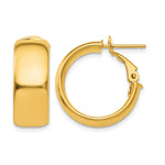 Charger l'image dans la galerie, 10K Yellow Gold Round Small Omega Back Square-Tube Hoop Omega Back Hoop Earrings 19.75mm x 7.75mm
