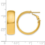 Indlæs billede til gallerivisning 10K Yellow Gold Round Square-Tube Hoop Omega Back Hoop Earrings 24mm x 7.75mm
