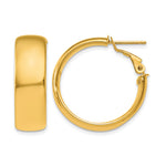 Indlæs billede til gallerivisning 10K Yellow Gold Round Square-Tube Hoop Omega Back Hoop Earrings 24mm x 7.75mm
