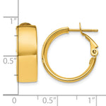 Load image into Gallery viewer, 10K Yellow Gold Round Square-Tube Hoop Omega Back Hoop Earrings 19.5mm x 6.75mm
