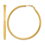 Carica l'immagine nel visualizzatore di Gallery, 10K Yellow Gold Round Classic Hoop Omega Back Hoop Earrings 57mm x 3mm
