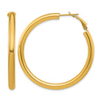 Carica l'immagine nel visualizzatore di Gallery, 10K Yellow Gold Round Classic Hoop Omega Back Hoop Earrings 50mm x 4mm
