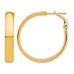Загрузить изображение в средство просмотра галереи, 10K Yellow Gold Round Square-Tube Hoop Omega Back Hoop Earrings 30.25mm x 5mm
